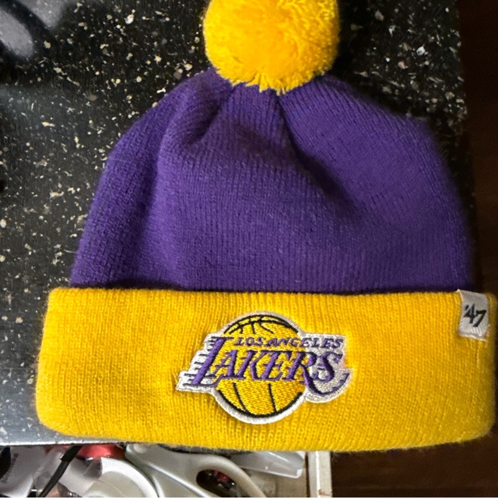 Los Angeles Lakers Purple and Yellow Beanie La lakers